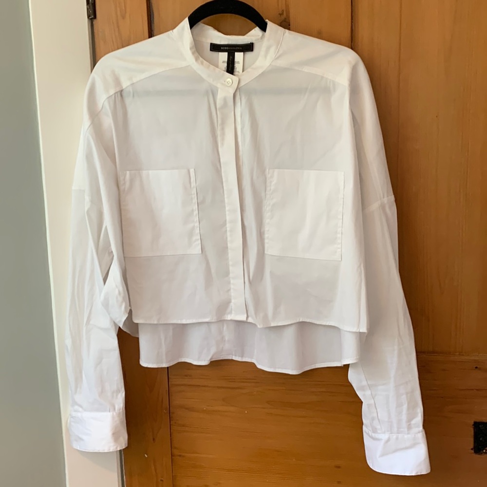 BCBG MAX AZRIA Cropped cotton top